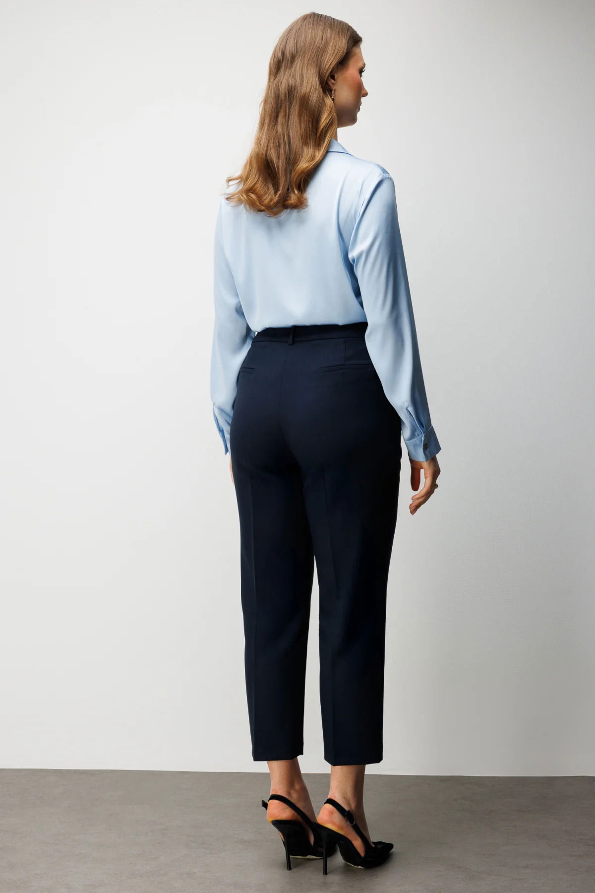 Ekol Kadın Büyük Beden Metal Aksesuarlı Yan Cepli Pantolon 4006 Lacivert - 4