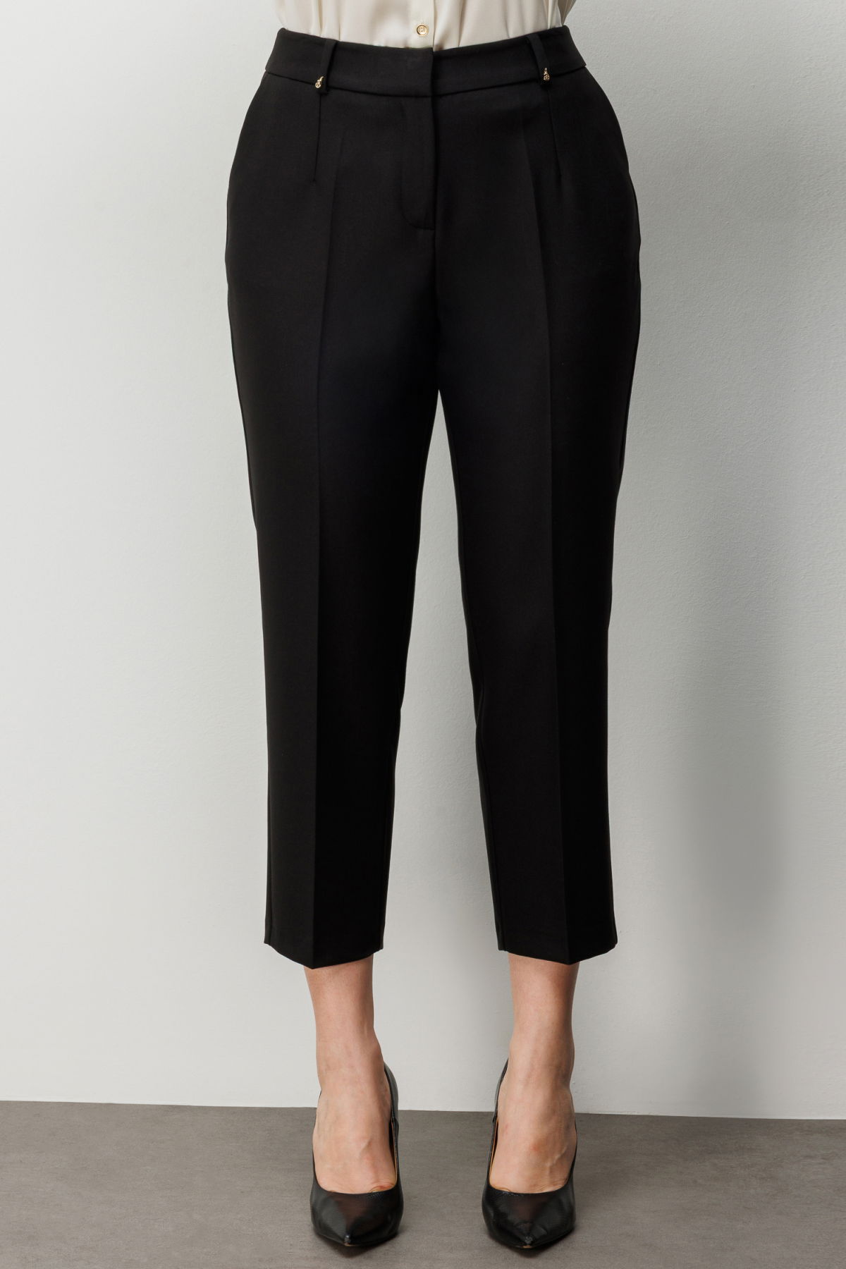 Ekol Kadın Büyük Beden Metal Aksesuarlı Yan Cepli Pantolon 4006 Siyah - 3