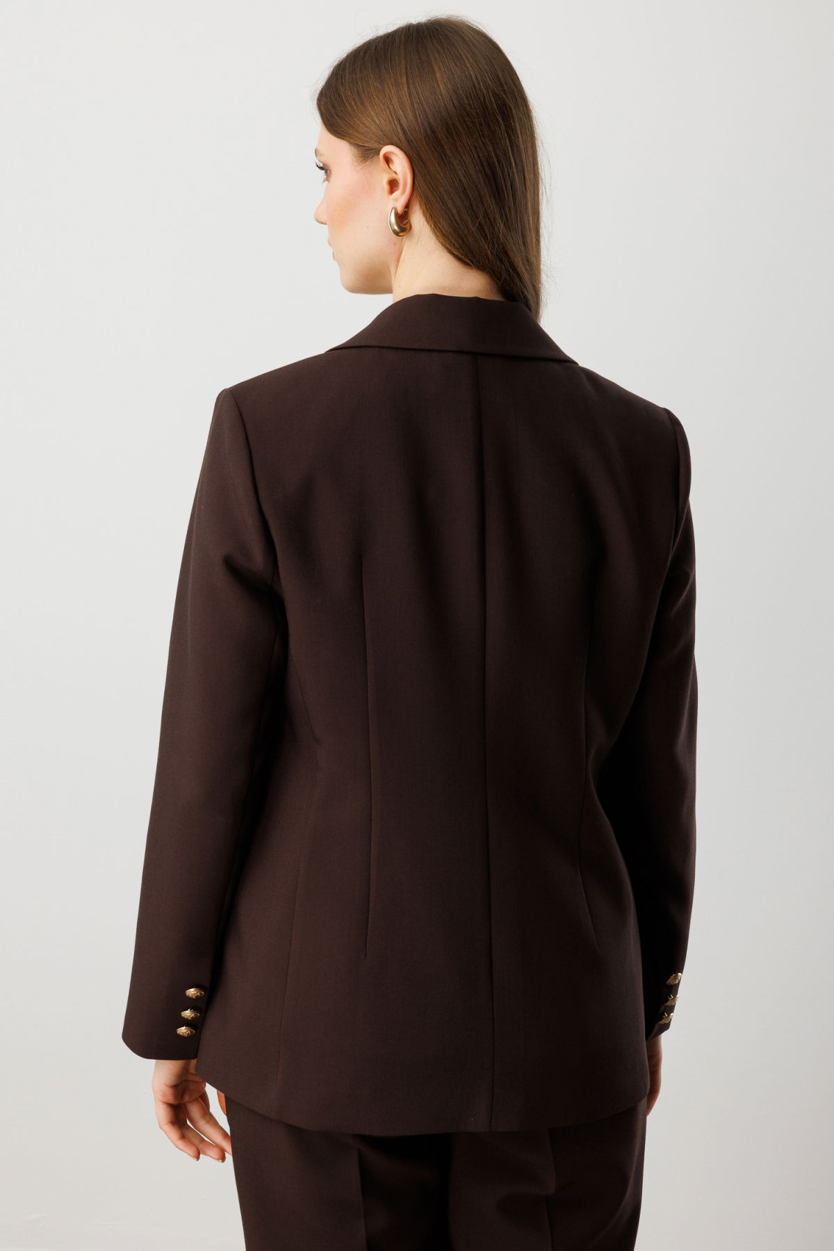 Ekol Kadın Büyük Beden Omzu Vatkalı Kapak Cepli Ceket 5529 Kahverengi - 4