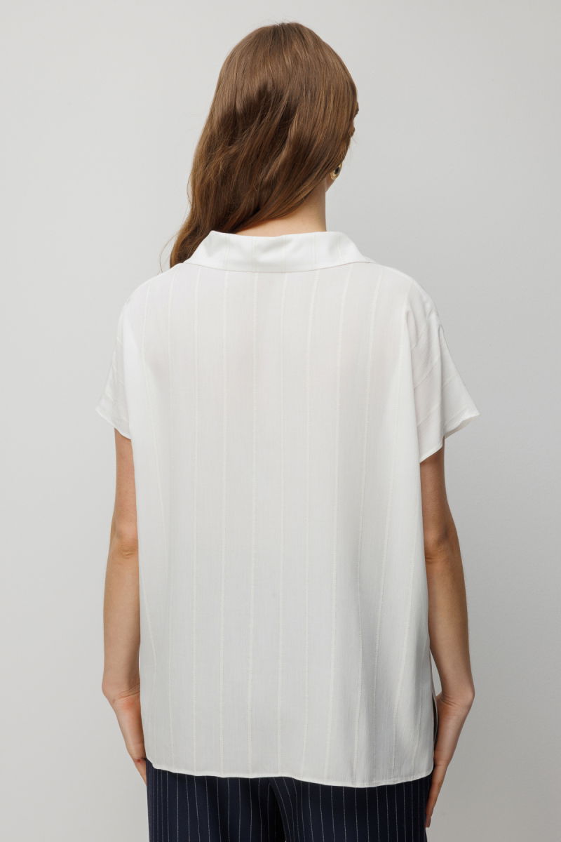 Ekol Kadın Büyük Beden Önü Büzgülü Şerit Detaylı Bluz 2548 Ekru - 4