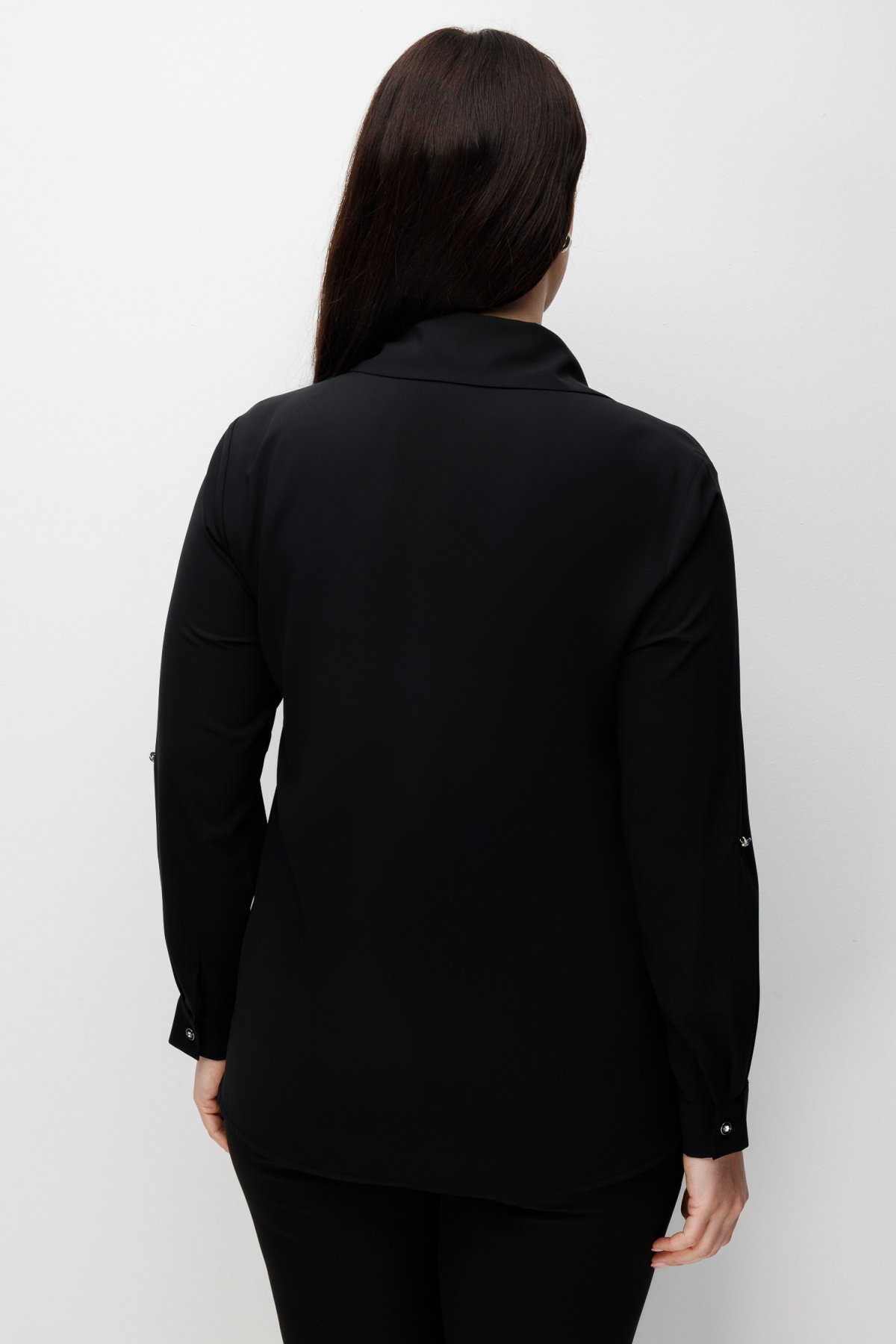 Ekol Kadın Büyük Beden Taş İşlemeli Uzun Kollu Gömlek 2962 Siyah - 4