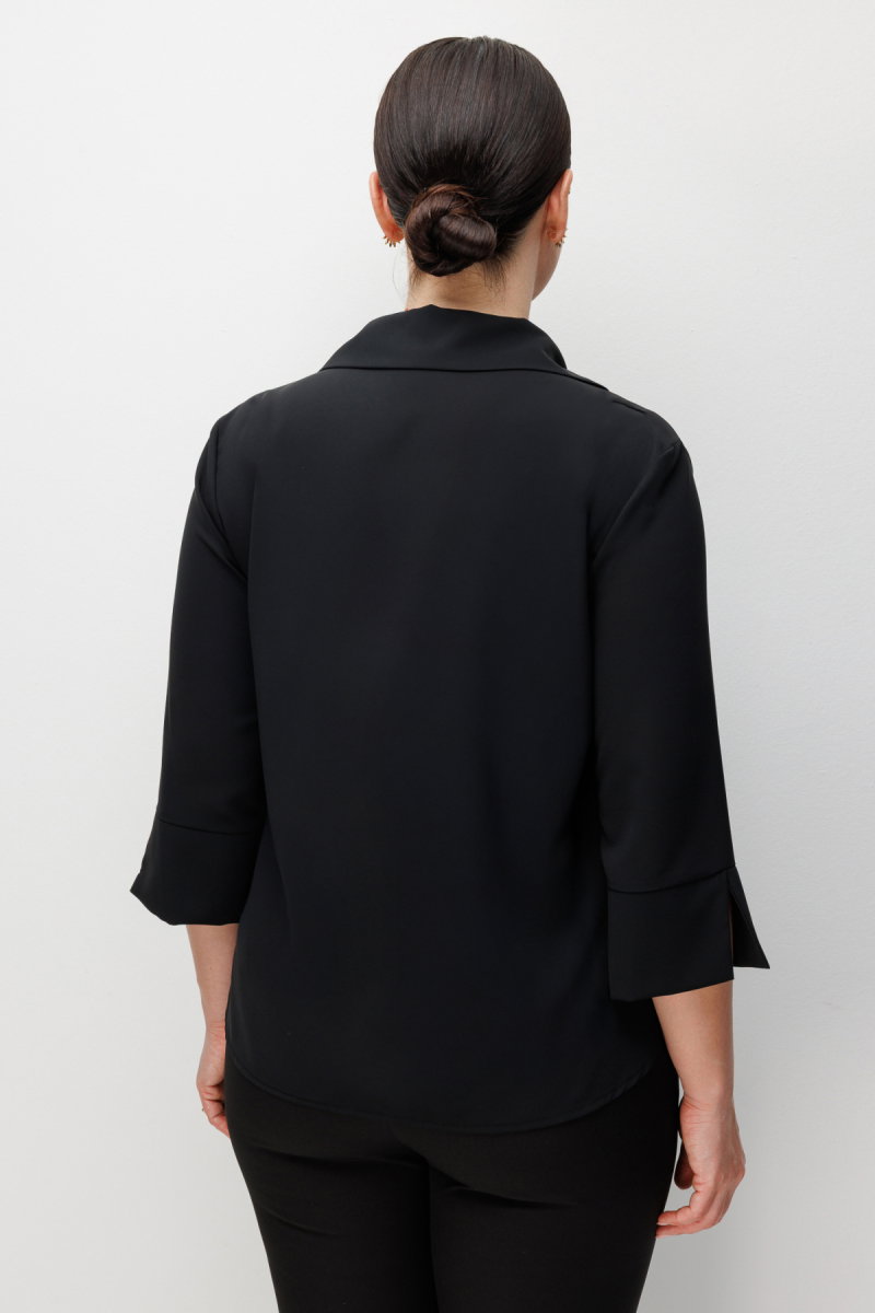 Ekol Kadın Büyük Beden Taş İşlemeli Yarım Kollu Bluz 2964 Siyah - 4