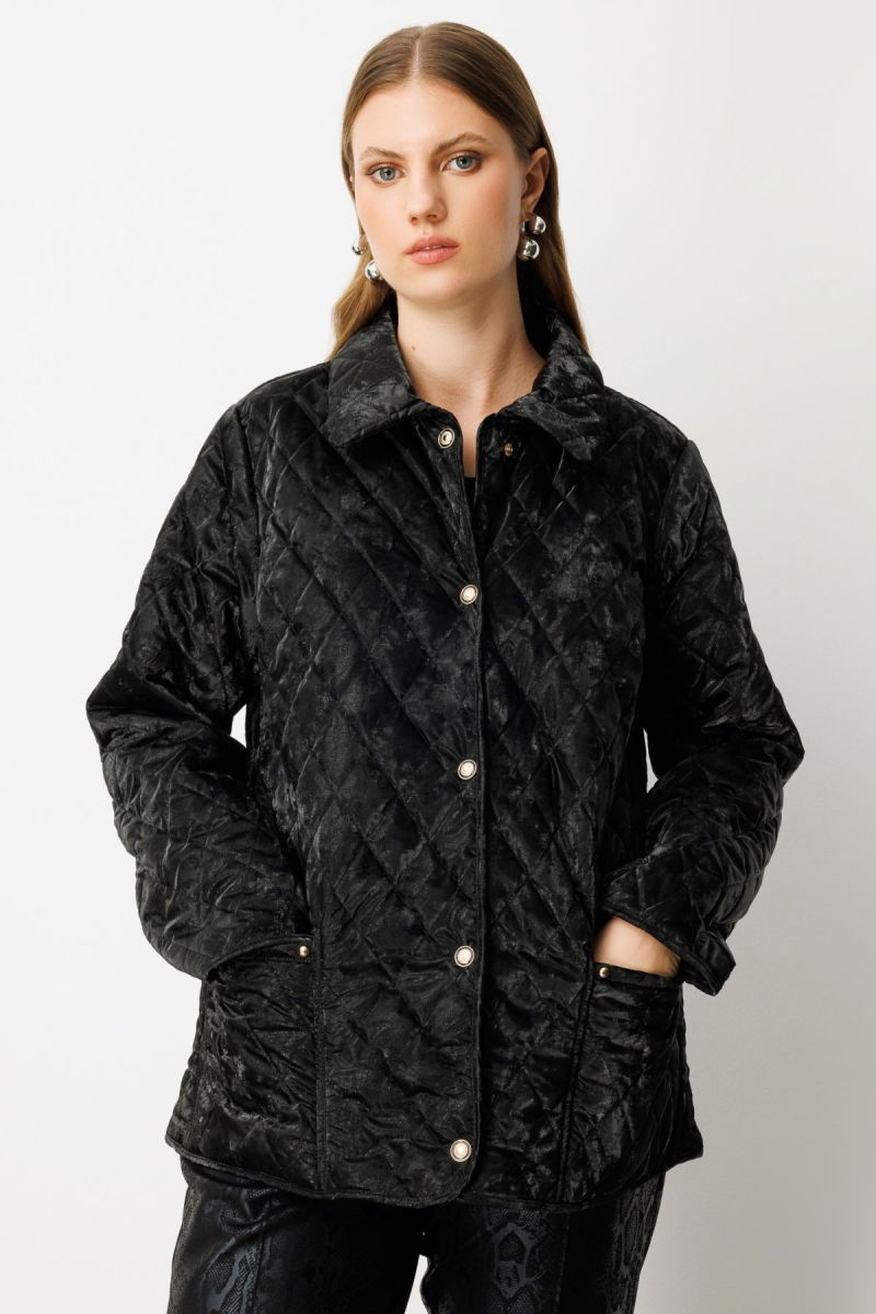 Ekol Kadın Büyük Beden Torba Cepli Kapitone Mont 6803 Siyah - Ekol