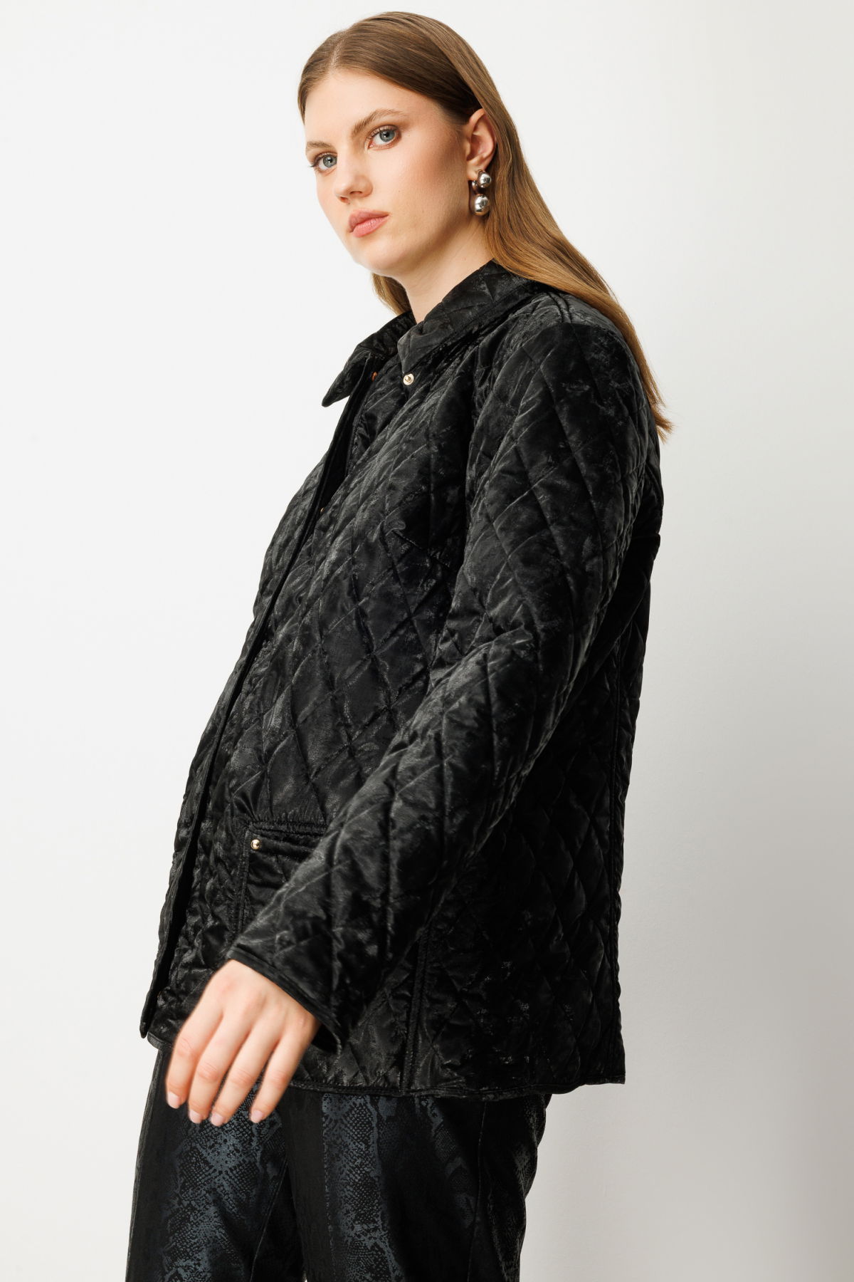 Ekol Kadın Büyük Beden Torba Cepli Kapitone Mont 6803 Siyah - 2