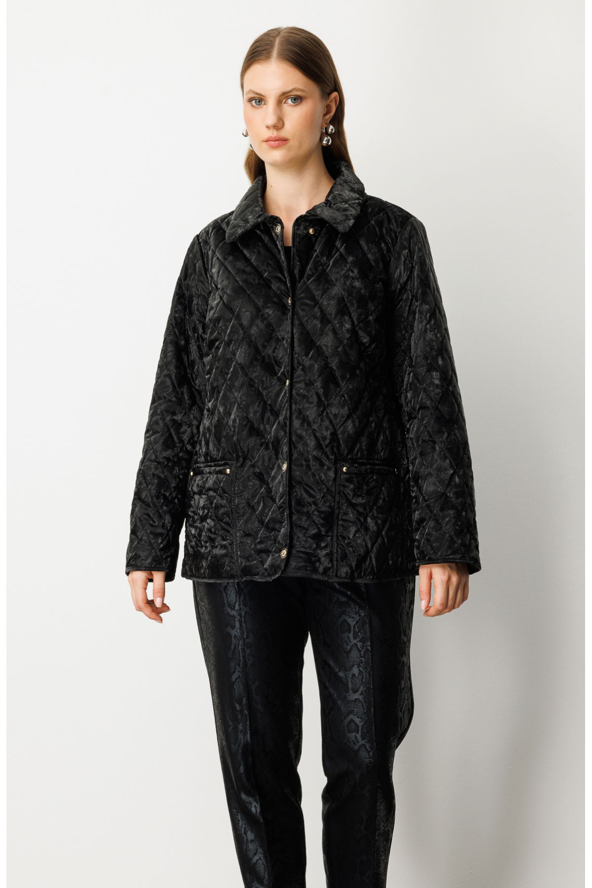 Ekol Kadın Büyük Beden Torba Cepli Kapitone Mont 6803 Siyah - 3