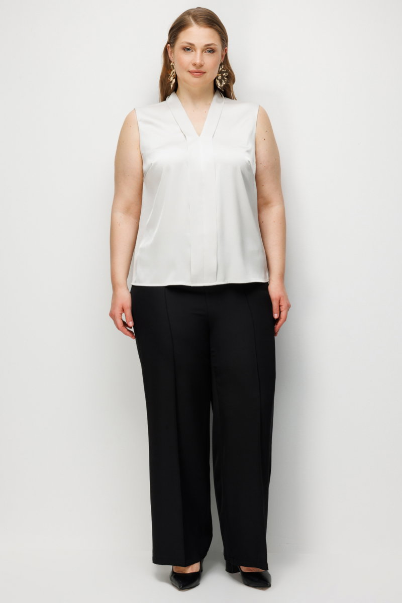 Ekol Kadın Büyük Beden Yakası Şeritli Kolsuz Bluz 2504 İnci - 3