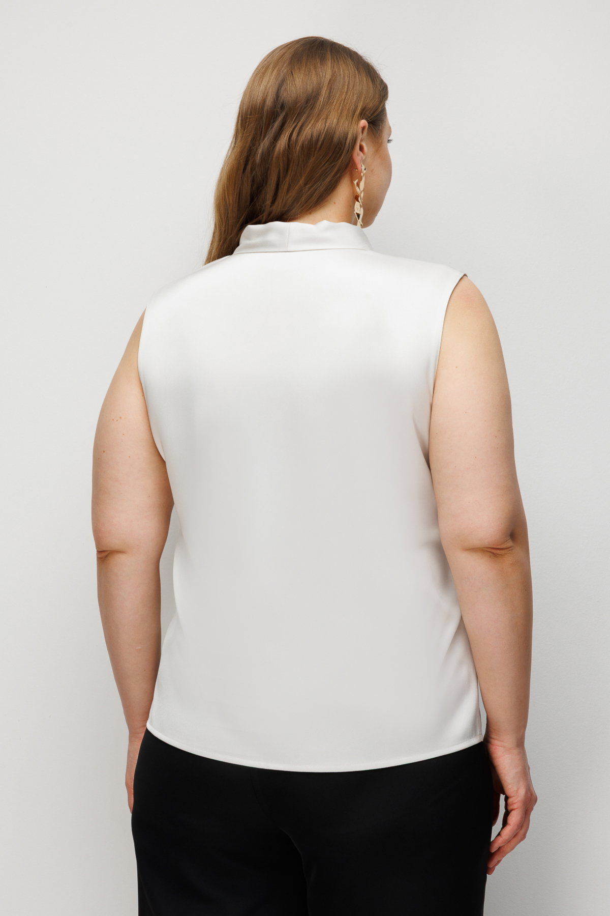 Ekol Kadın Büyük Beden Yakası Şeritli Kolsuz Bluz 2504 İnci - 4