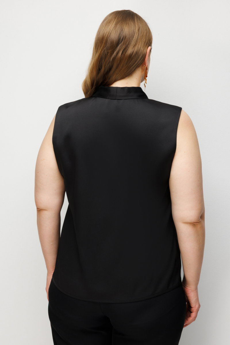 Ekol Kadın Büyük Beden Yakası Şeritli Kolsuz Bluz 2504 Siyah - 4