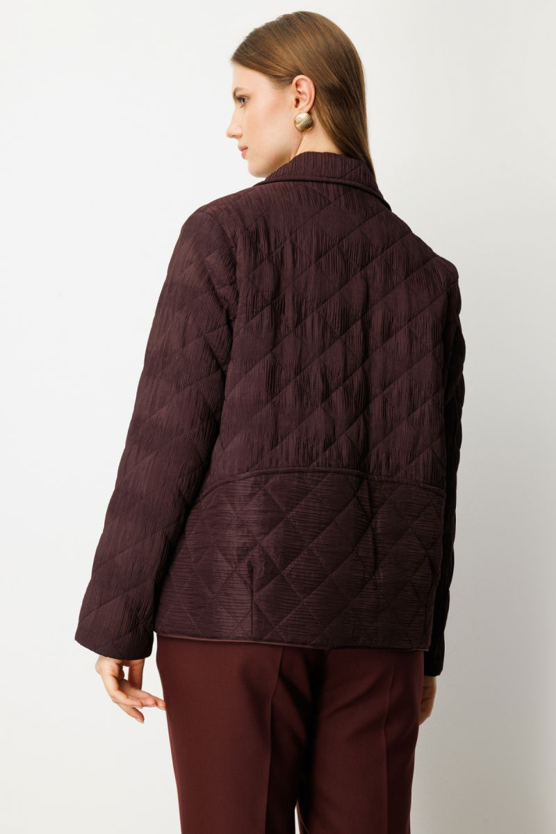 Ekol Kadın Büyük Beden Yan Cepli Çıt Çıtlı Mont 6801 Bordo - 4