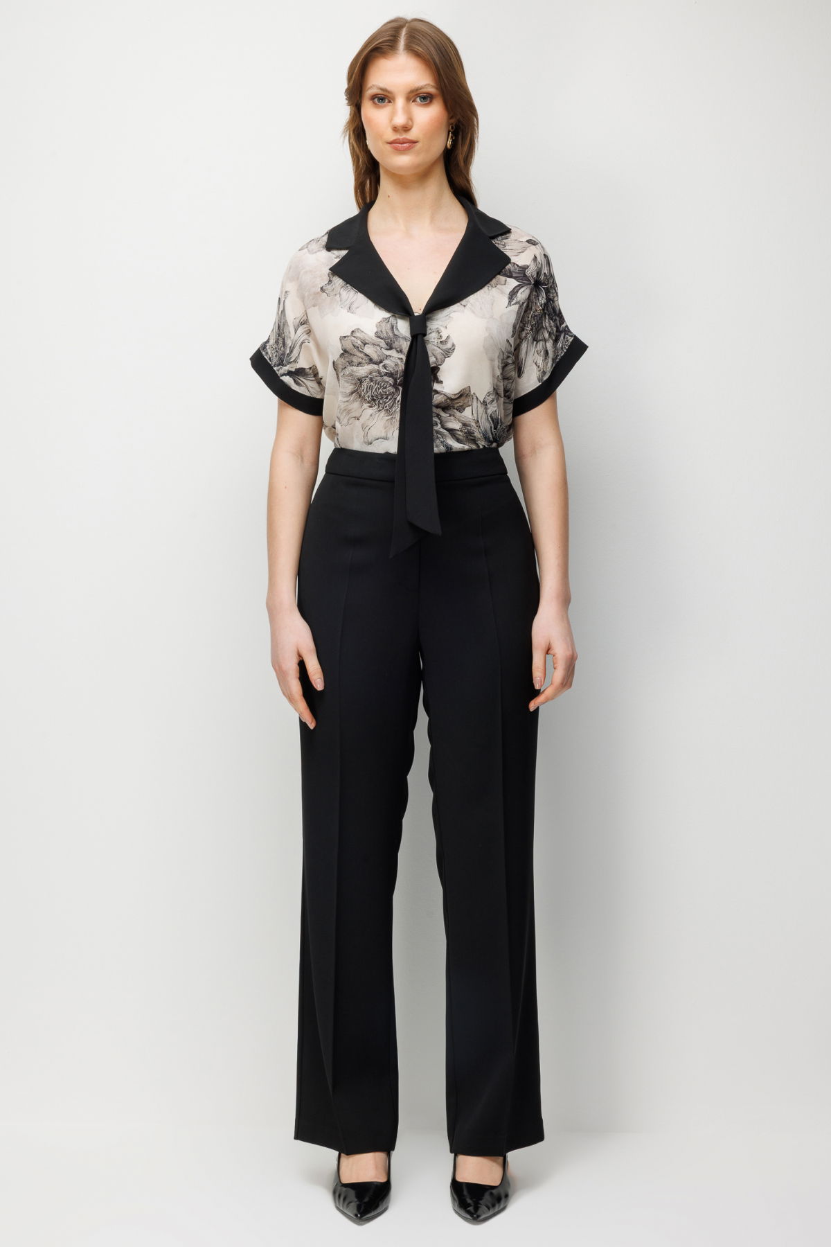 Ekol Kadın Büyük Beden Yüksek Bel Bol Paça Pantolon 1516 Siyah - 2