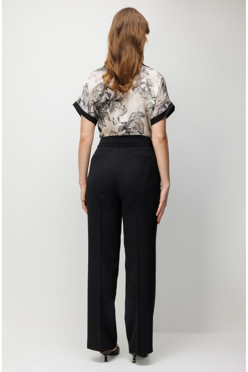 Ekol Kadın Büyük Beden Yüksek Bel Bol Paça Pantolon 1516 Siyah - 4