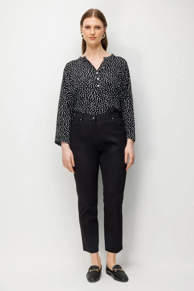 Ekol Kadın Büyük Beden Yüksek Bel Dar Paça Pantolon 4016 Siyah - Ekol