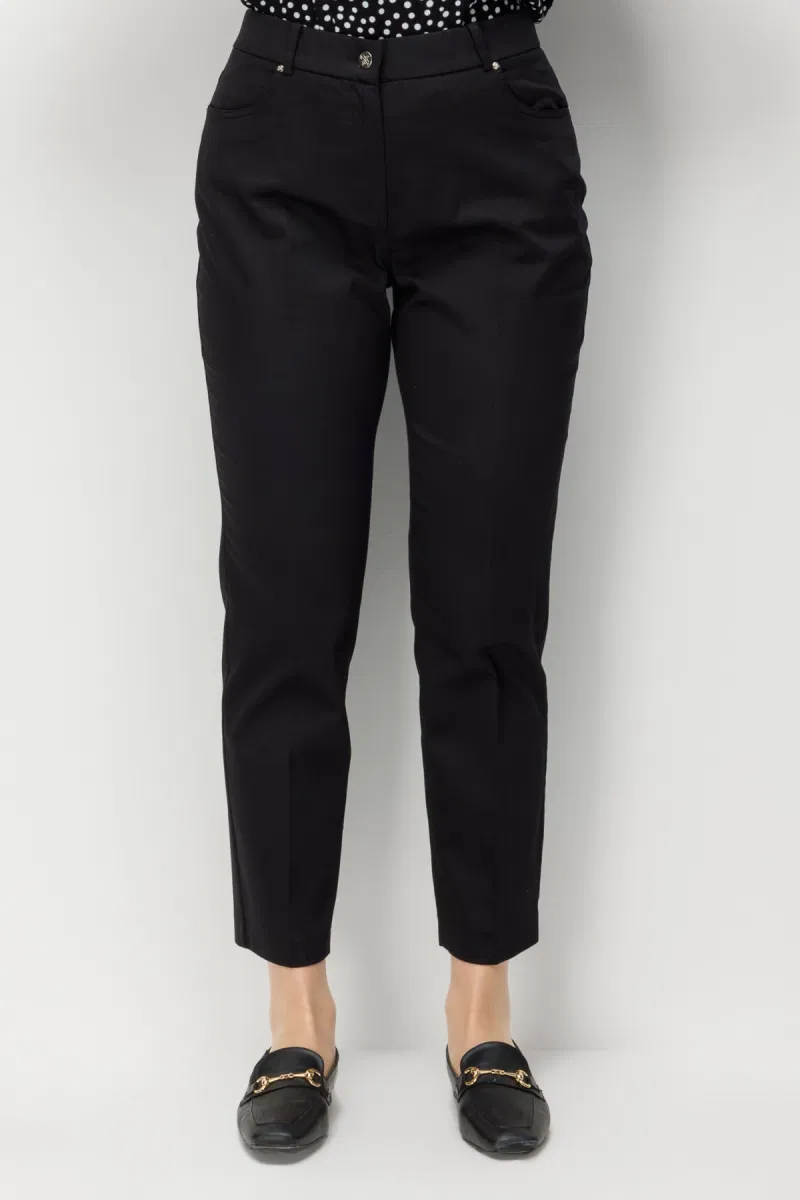 Ekol Kadın Büyük Beden Yüksek Bel Dar Paça Pantolon 4016 Siyah - 3