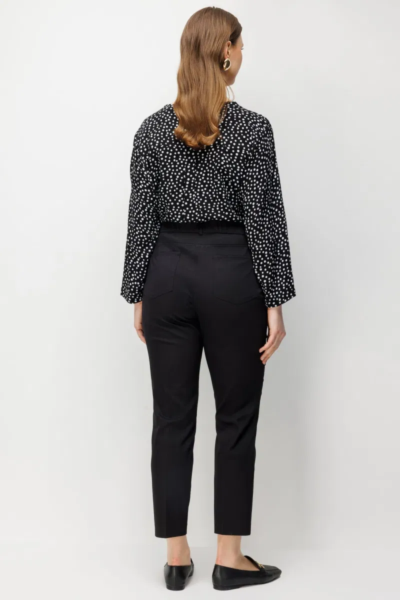 Ekol Kadın Büyük Beden Yüksek Bel Dar Paça Pantolon 4016 Siyah - 4