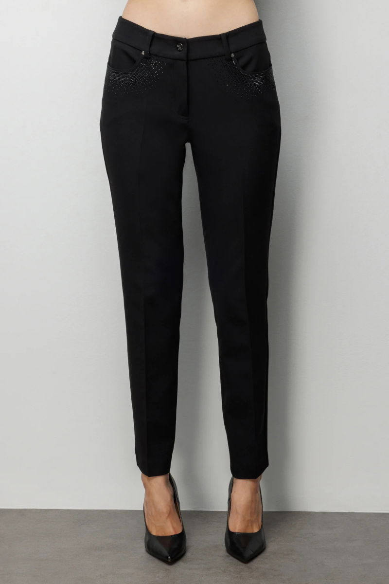 Ekol Kadın Cepleri Taş İşlemeli Dar Paça Pantolon 4022 Siyah - 3