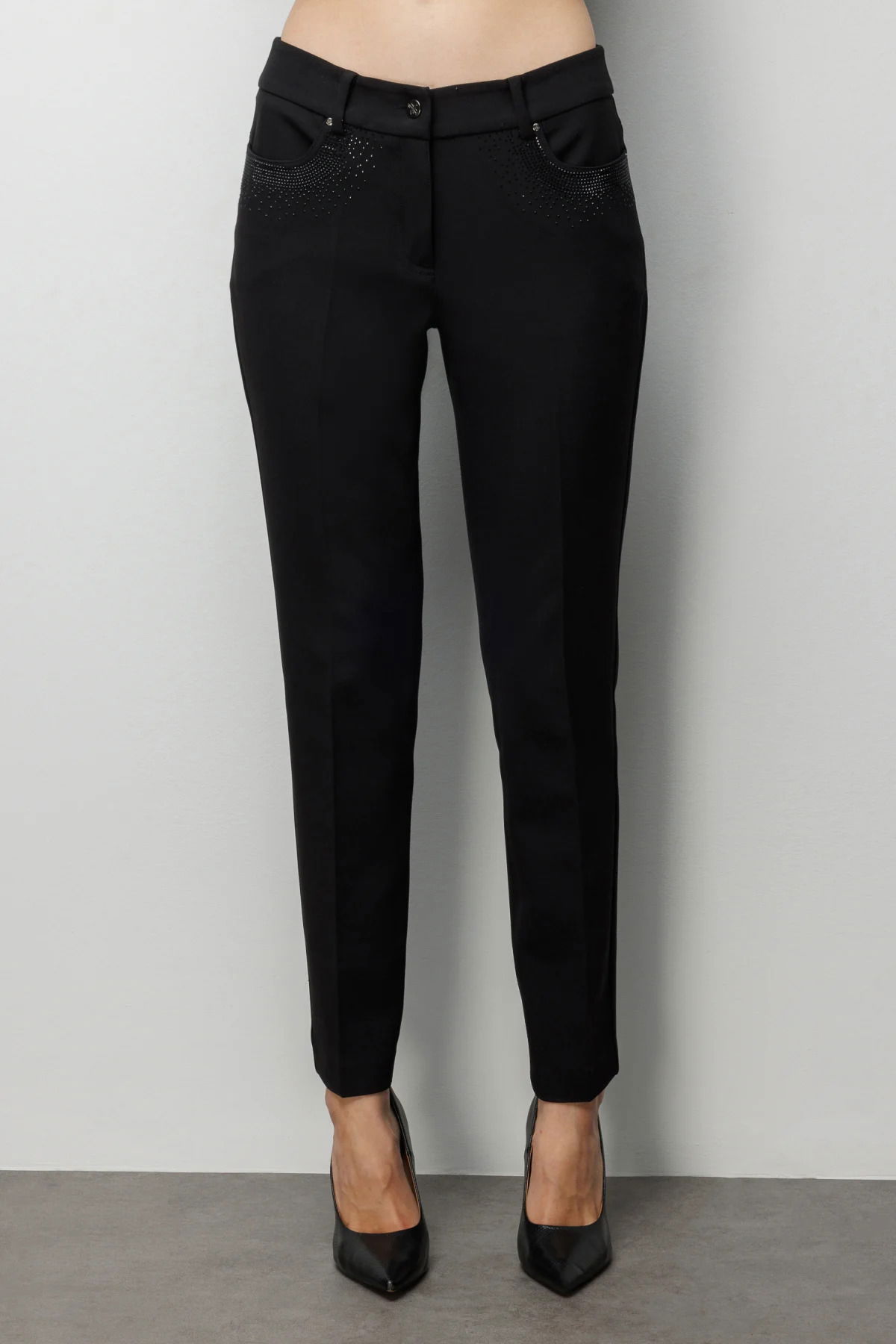 Ekol Kadın Cepleri Taş İşlemeli Dar Paça Pantolon 4022 Siyah - 3