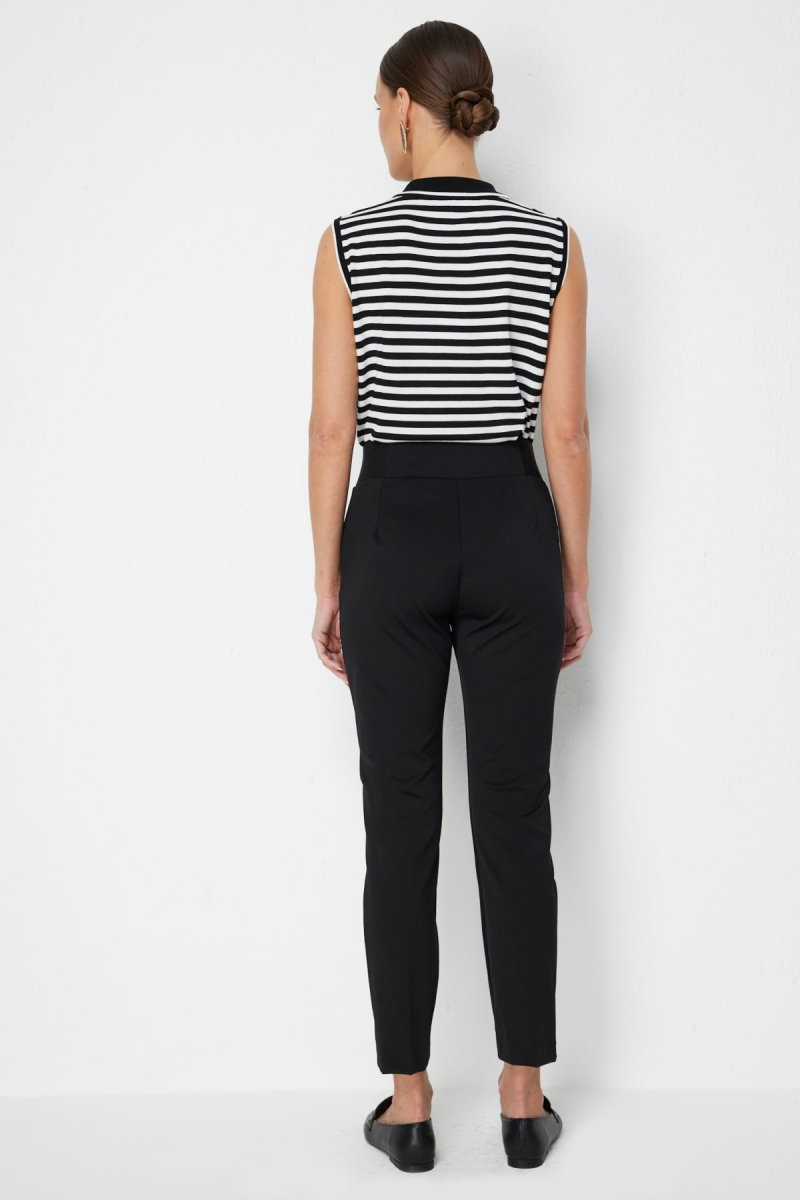 Ekol Kadın Çift Düğmeli Dar Paça Pantolon 4170 Siyah - 4