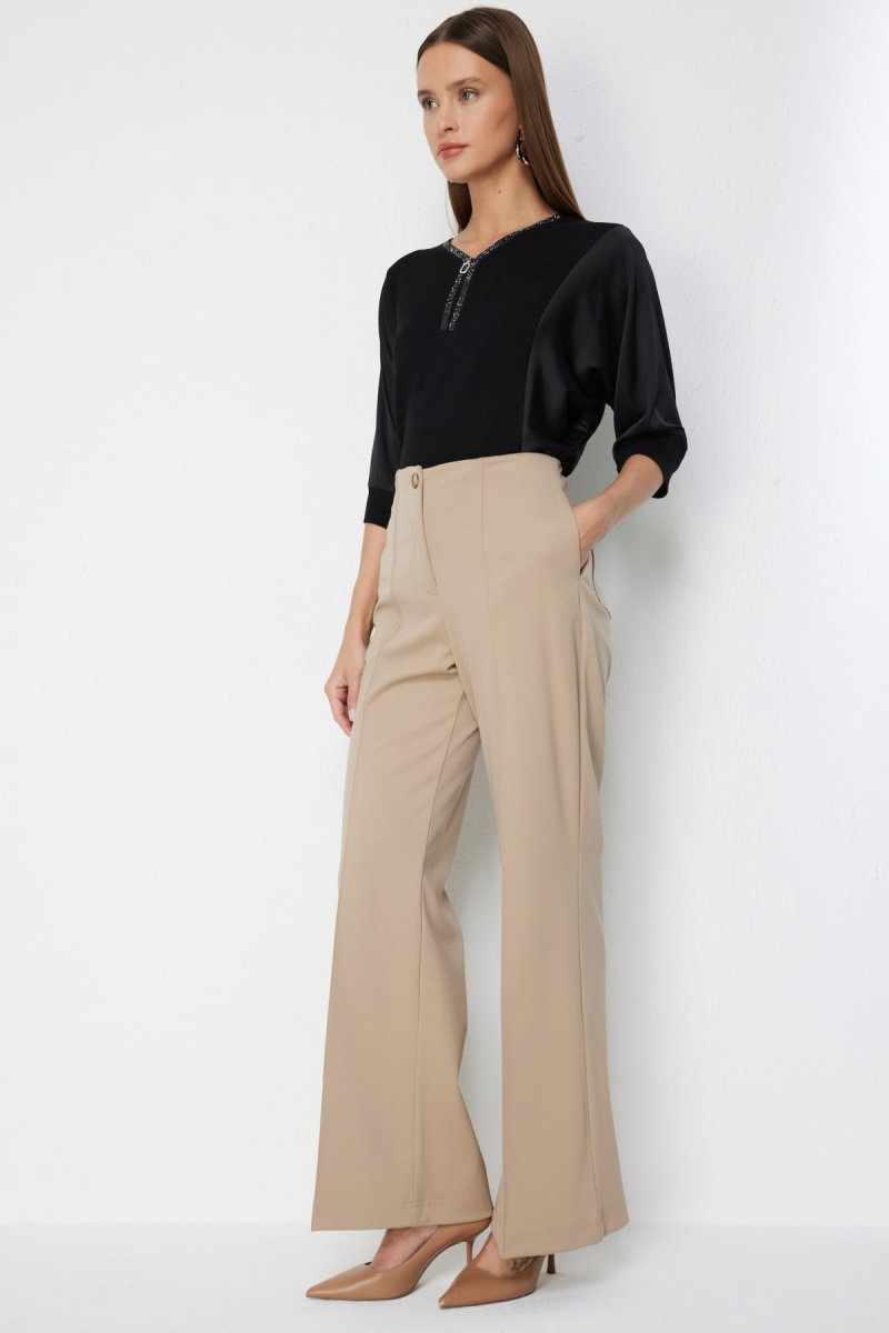 Ekol Kadın Çimalı İspanyol Paça Pantolon 4116 Kum - 2