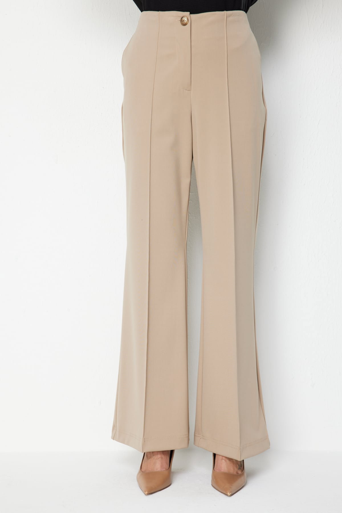 Ekol Kadın Çimalı İspanyol Paça Pantolon 4116 Kum - 3