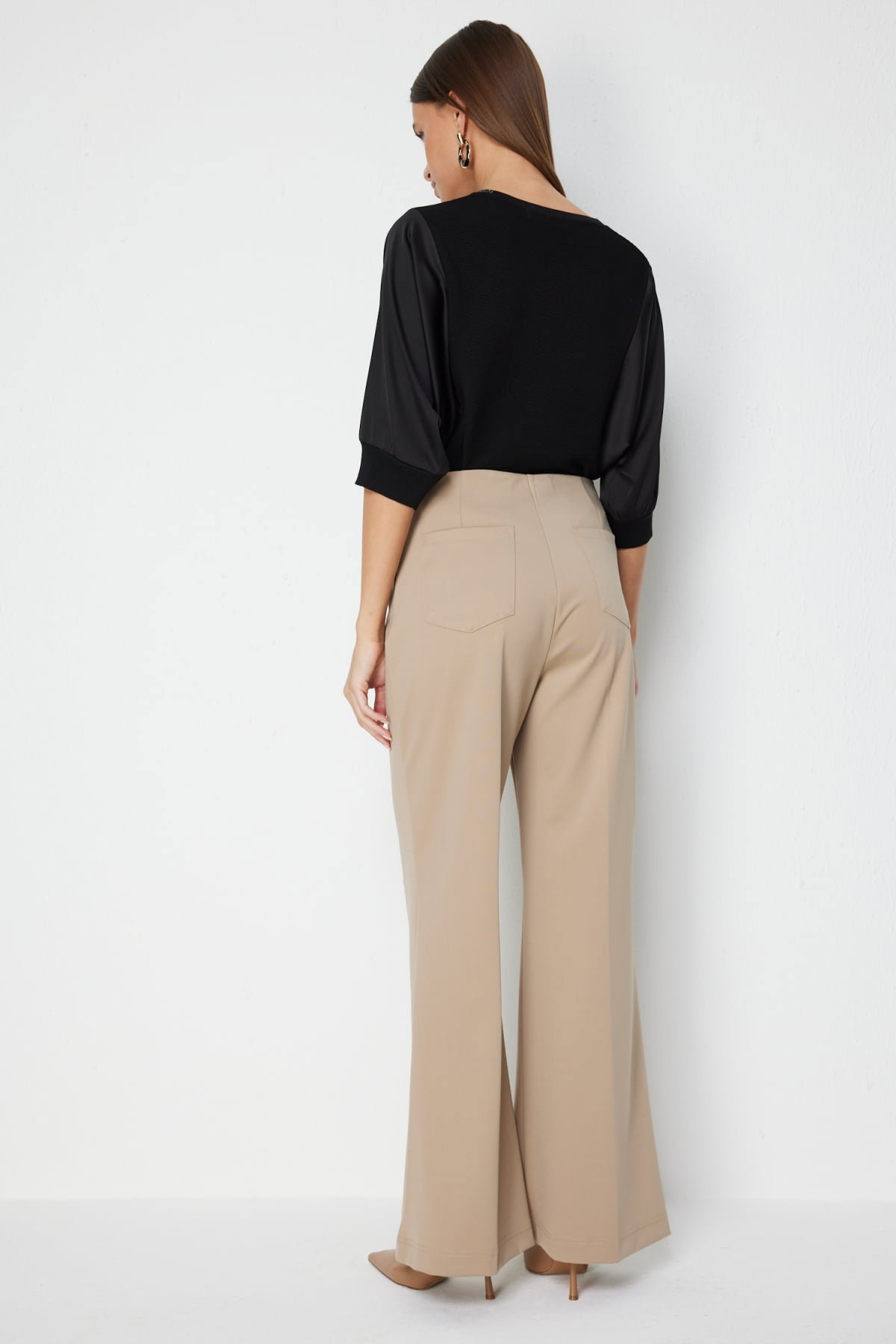 Ekol Kadın Çimalı İspanyol Paça Pantolon 4116 Kum - 4