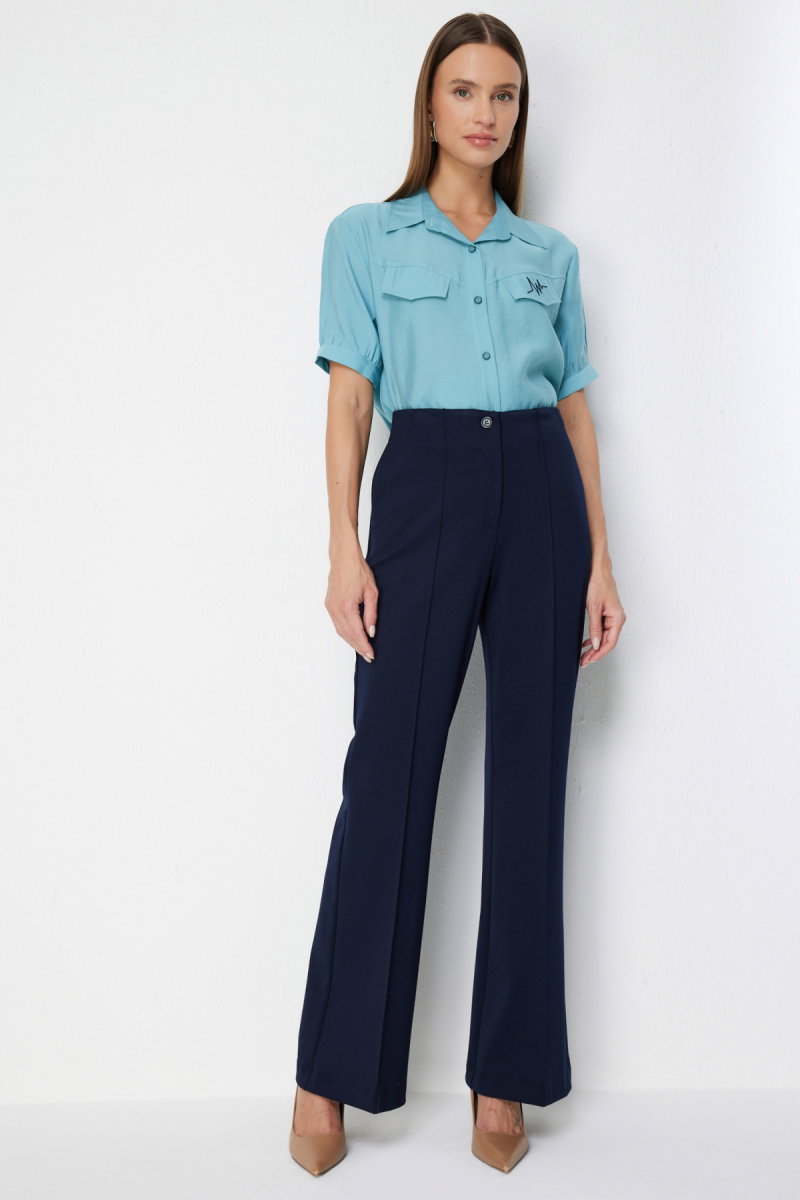 Ekol Kadın Çimalı İspanyol Paça Pantolon 4116 Lacivert - Ekol