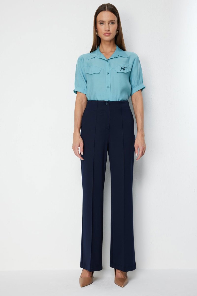 Ekol Kadın Çimalı İspanyol Paça Pantolon 4116 Lacivert - 3