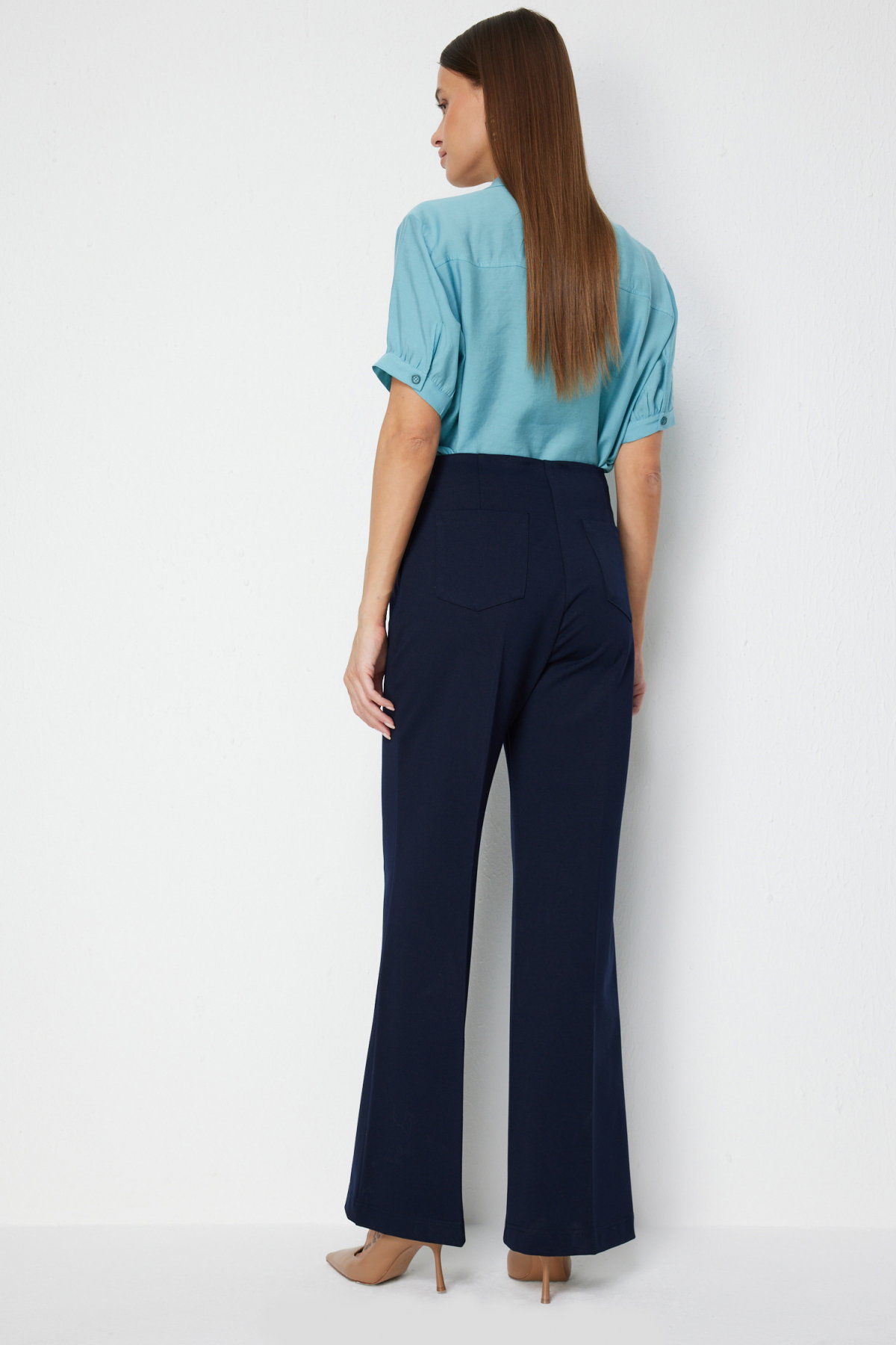 Ekol Kadın Çimalı İspanyol Paça Pantolon 4116 Lacivert - 4