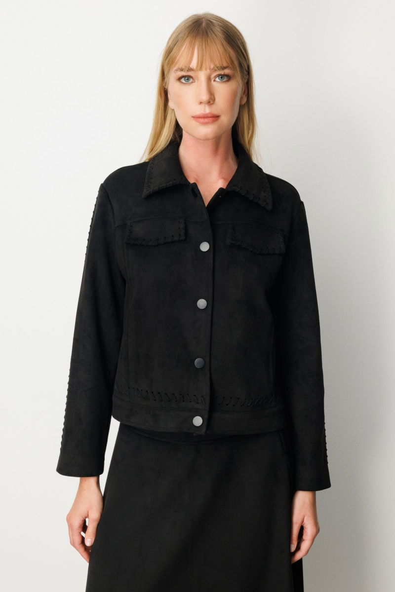 Ekol Kadın Çıtçıtlı Süet Mont 8015 Siyah - 3