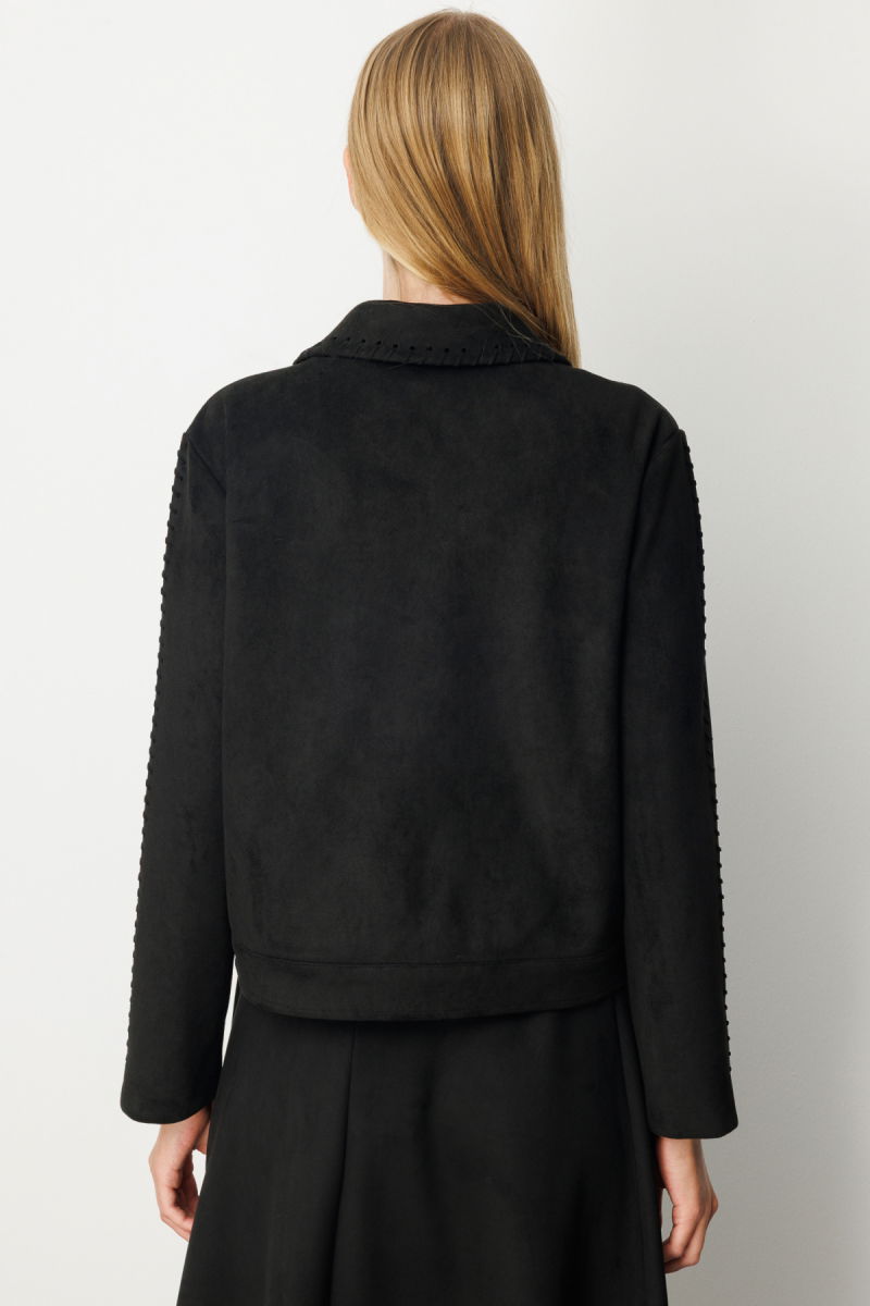 Ekol Kadın Çıtçıtlı Süet Mont 8015 Siyah - 4