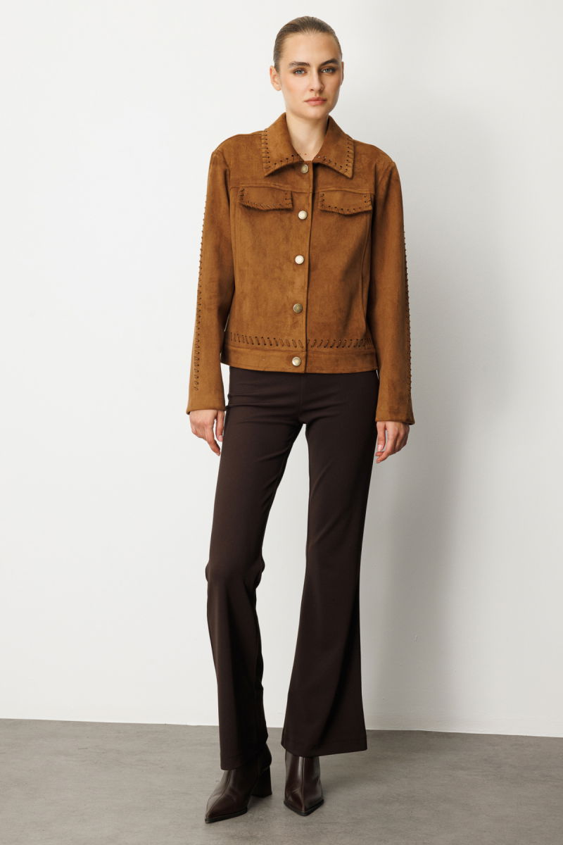 Ekol Kadın Çıtçıtlı Süet Mont 8015 Taba - 3