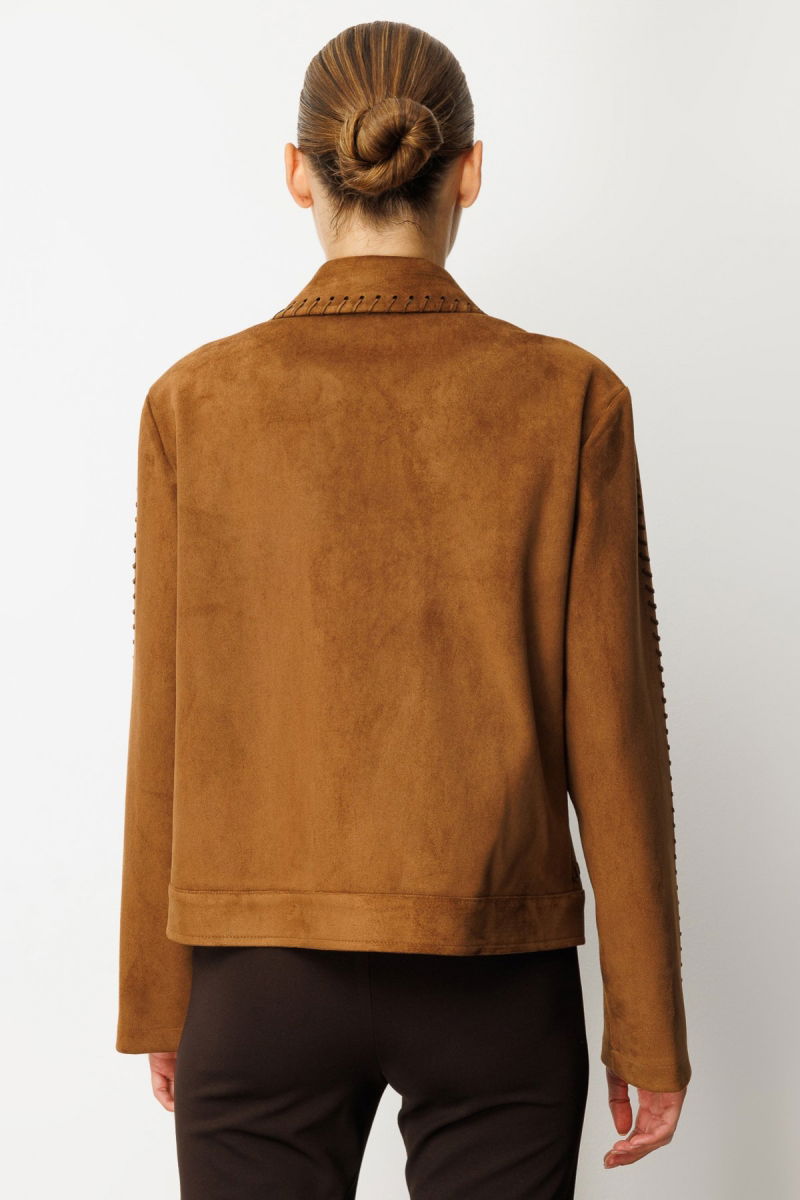 Ekol Kadın Çıtçıtlı Süet Mont 8015 Taba - 4