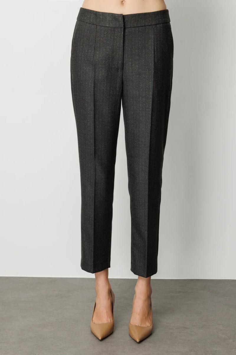 Ekol Kadın Çizgi Desenli Dar Paça Pantolon 5115 Siyah - 3