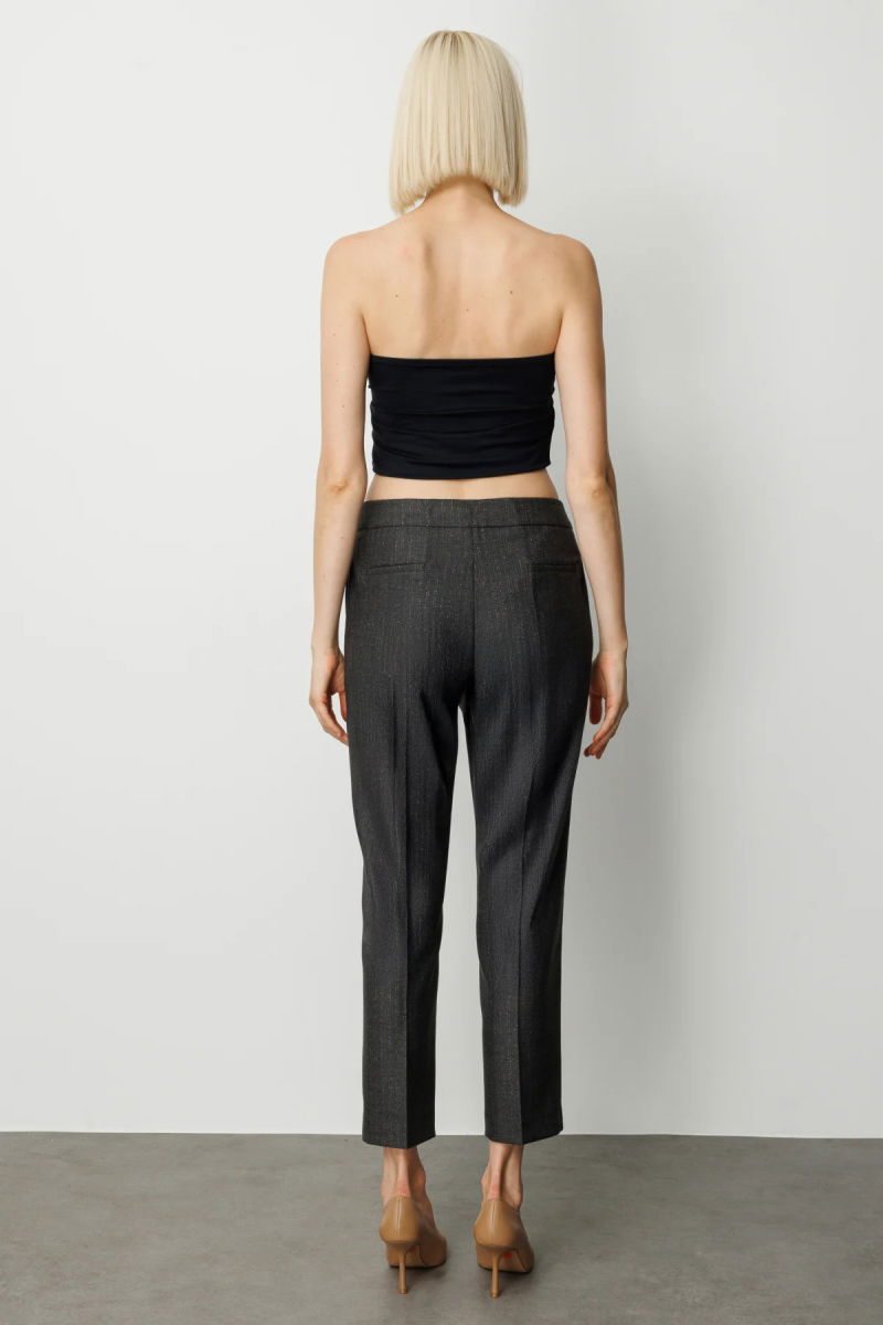 Ekol Kadın Çizgi Desenli Dar Paça Pantolon 5115 Siyah - 4