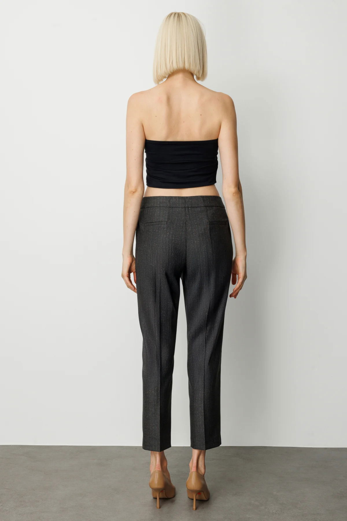 Ekol Kadın Çizgi Desenli Dar Paça Pantolon 5115 Siyah - 4