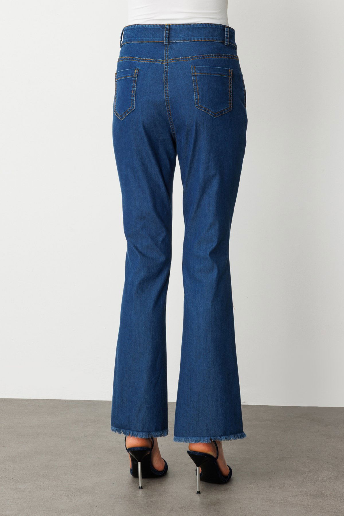 Ekol Kadın Çizgi Dikişli İspanyol Paça Pantolon 2136 Indigo - 4
