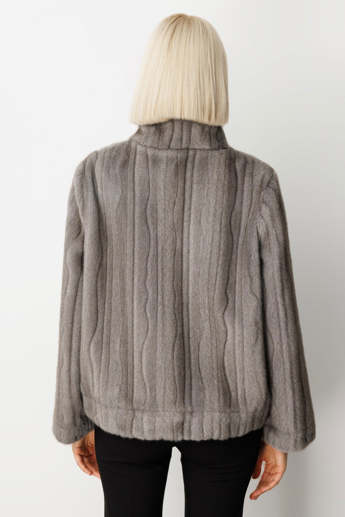 Ekol Kadın Çizgili Peluş Mont 8009 Antrasit - 4