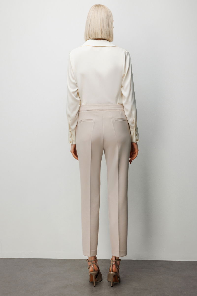 Ekol Kadın Dar Paça Dikiş Detaylı Pantolon 1008 Kum - 4