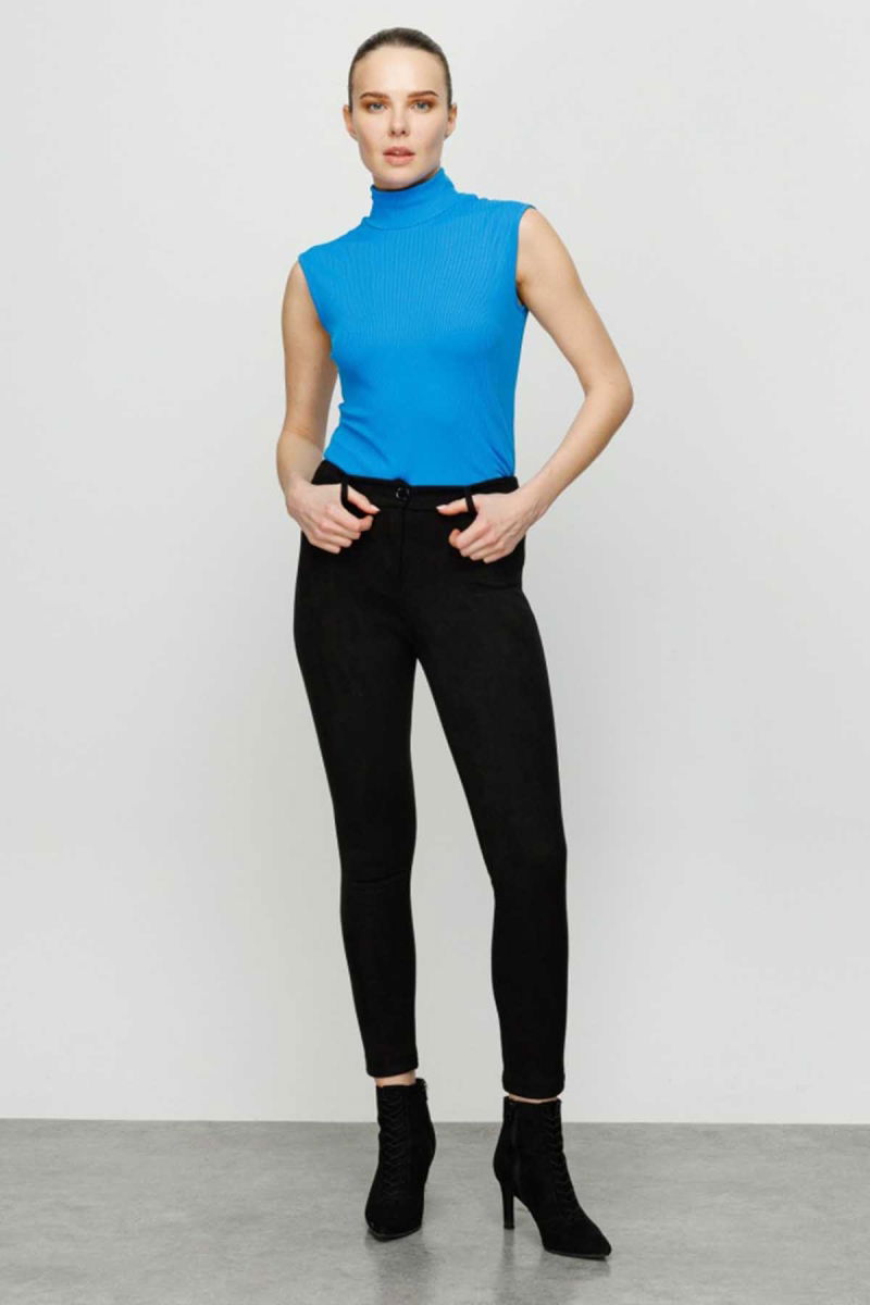 Ekol Kadın Dar Paça Güderi Pantolon 1211 Siyah - Ekol