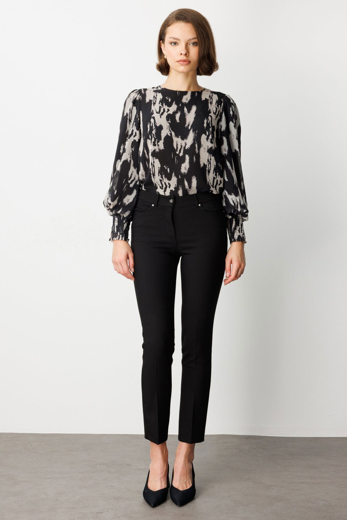 Ekol Kadın Dar Paça Kumaş Pantolon 1007 Siyah - 1