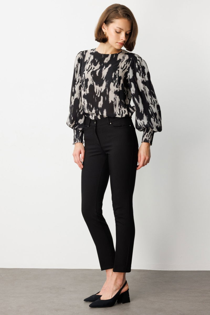 Ekol Kadın Dar Paça Kumaş Pantolon 1007 Siyah - 2