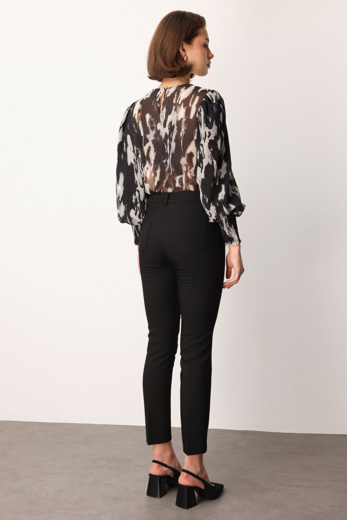 Ekol Kadın Dar Paça Kumaş Pantolon 1007 Siyah - 4