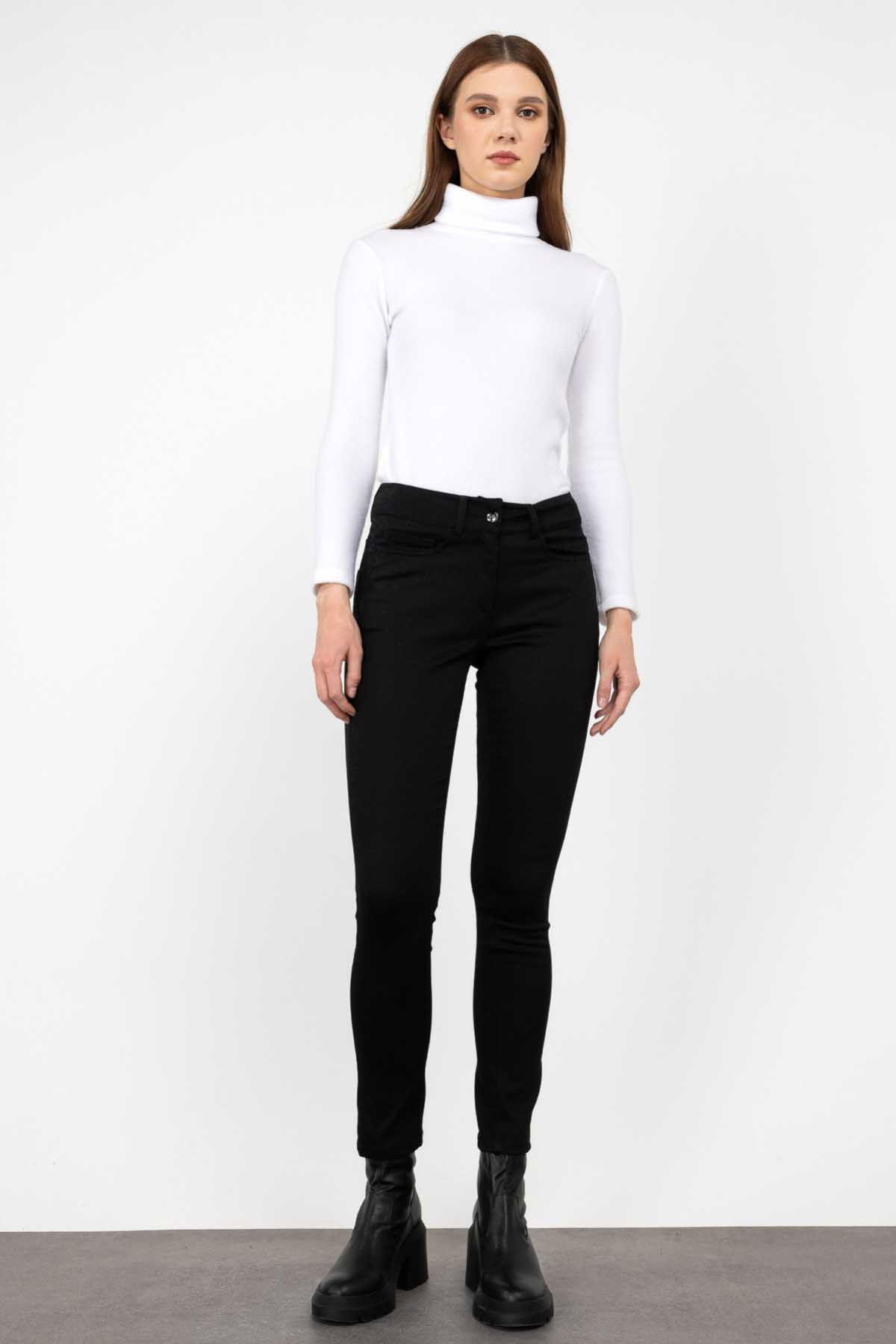 Ekol Kadın Dar Paça Pantolon 2109 Siyah - 1