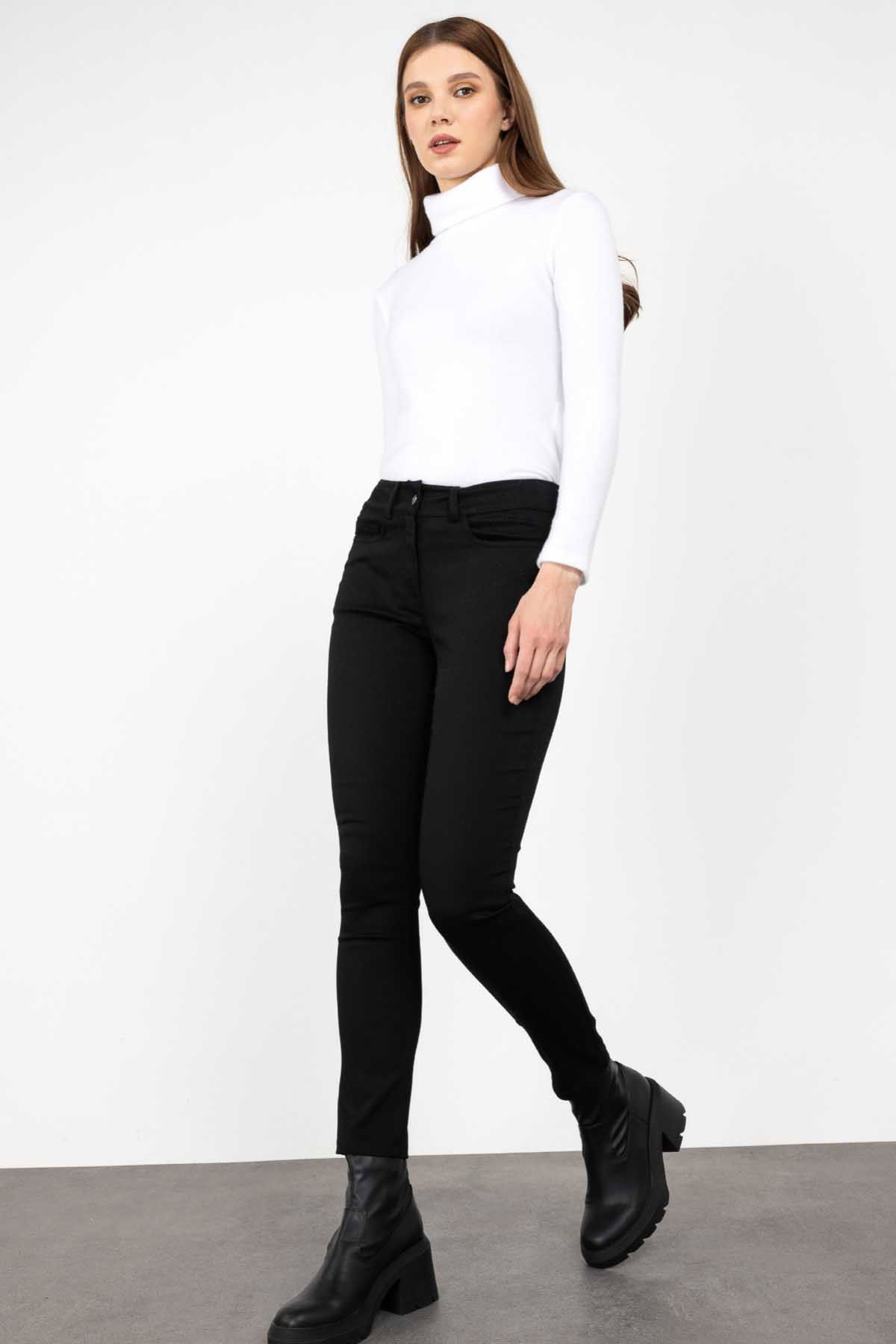 Ekol Kadın Dar Paça Pantolon 2109 Siyah - 2