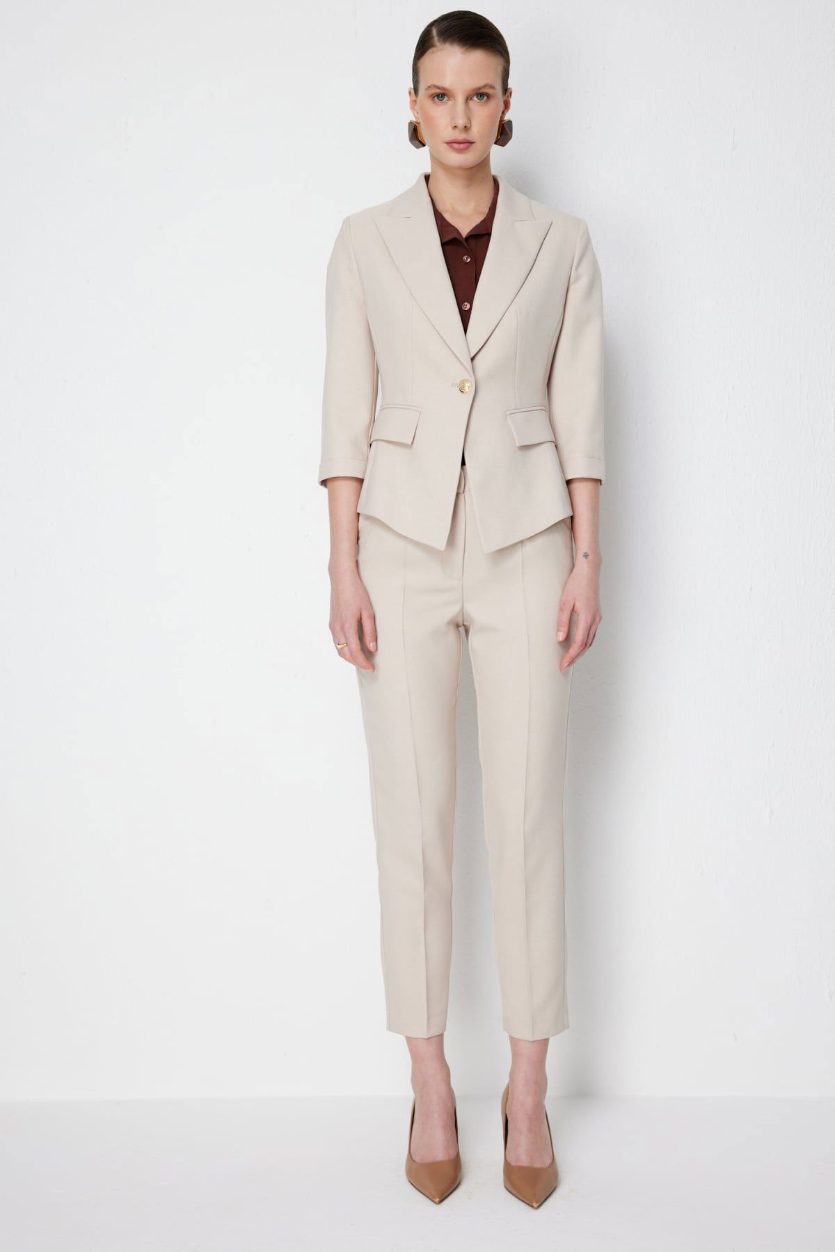 Ekol Kadın Dar Paça Yan Cepli Pantolon 1186 Kum - 1