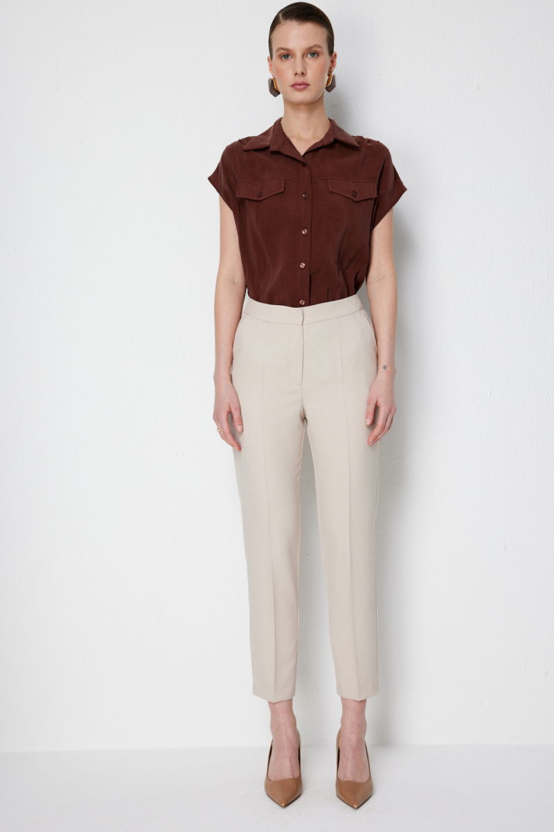 Ekol Kadın Dar Paça Yan Cepli Pantolon 1186 Kum - 2