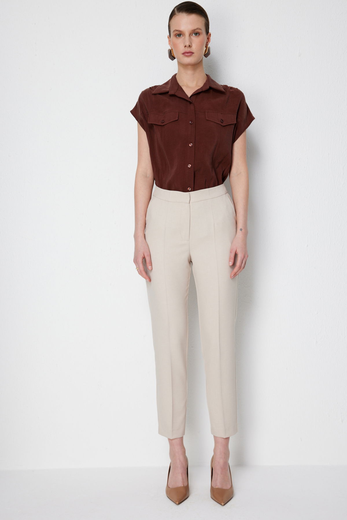 Ekol Kadın Dar Paça Yan Cepli Pantolon 1186 Kum - 2