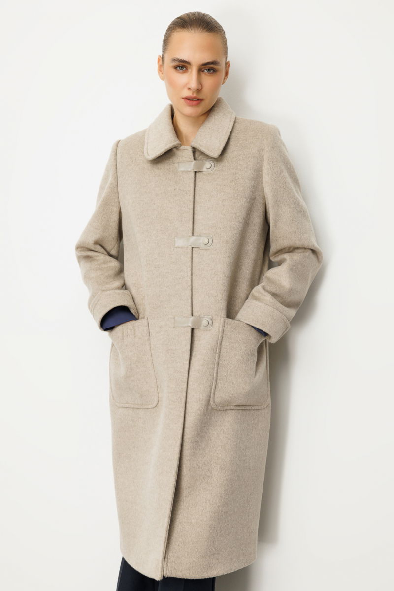 Ekol Kadın Deri Çıtçıtlı Torba Cepli Kaban 6075 Vizon - 2