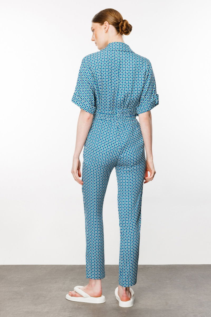 Ekol Kadın Desenli Dar Paça Pantolon 1180 Okyanus - 2