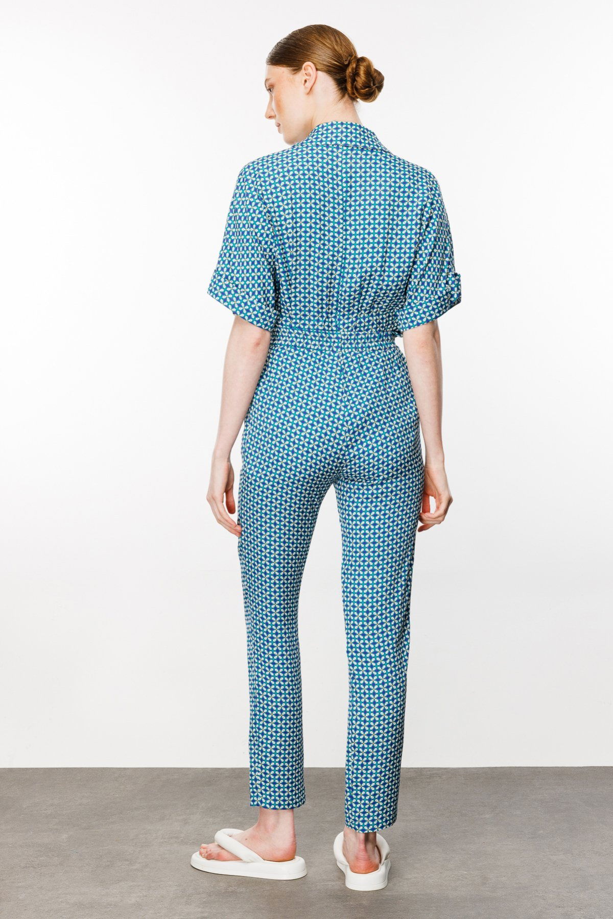 Ekol Kadın Desenli Dar Paça Pantolon 1180 Okyanus - 2