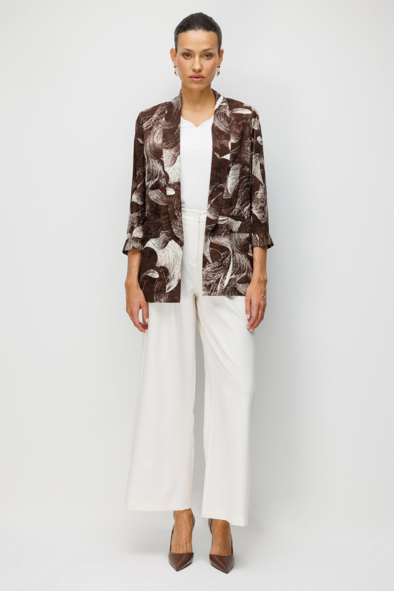 Ekol Kadın Desenli Duble Kol Ceket 1044 Kahverengi - 3